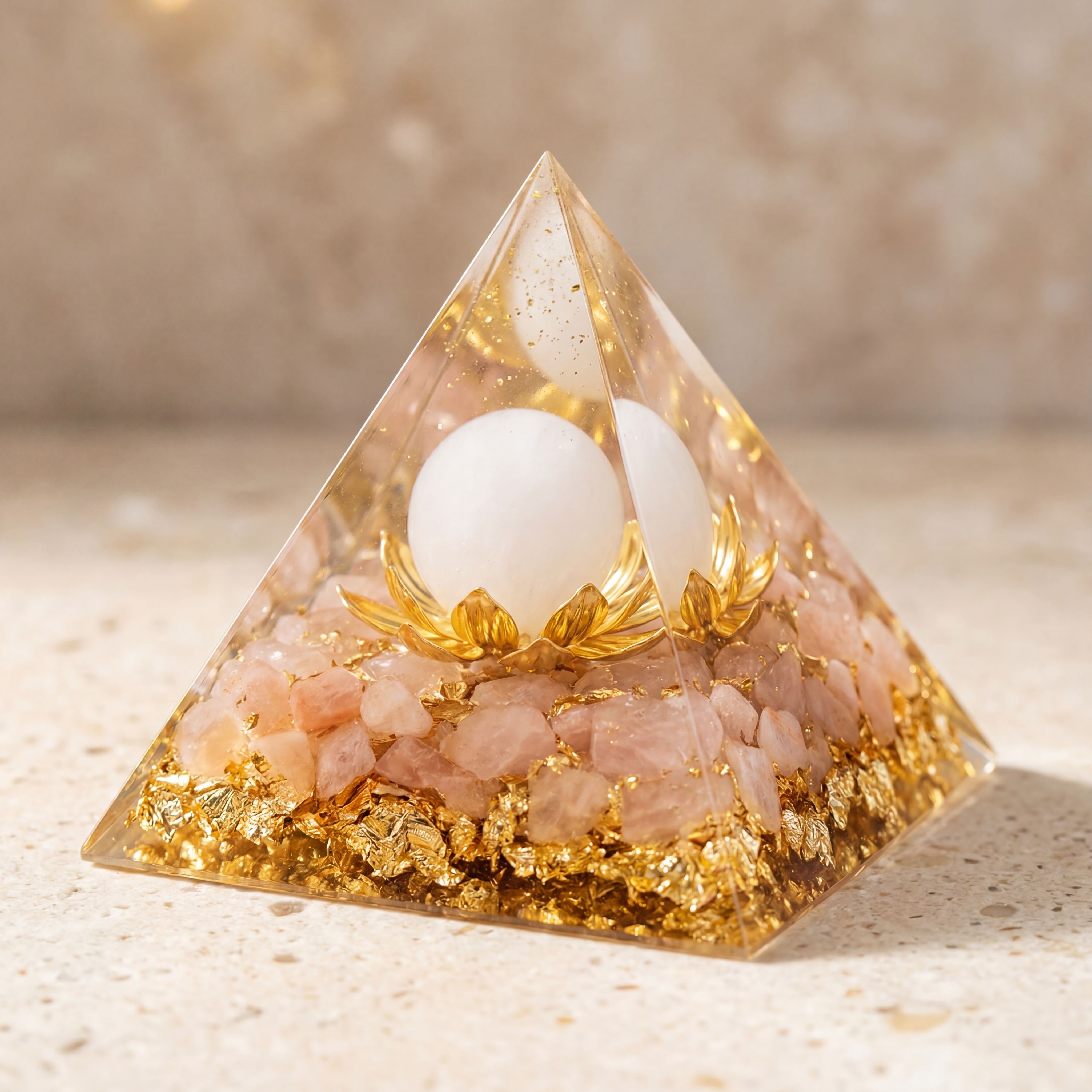 Orgonite Pyramid Rose Quartz Eternal Love