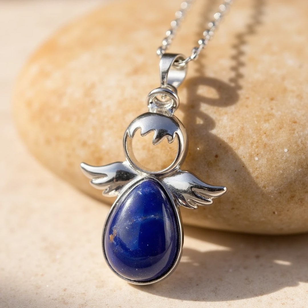 Little Angel Pendant with Natural Stone