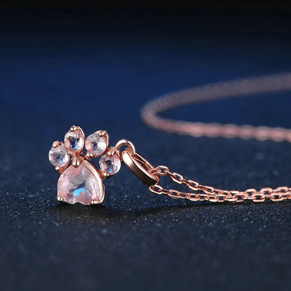 “Paw of Love” Pendant in Rose Quartz