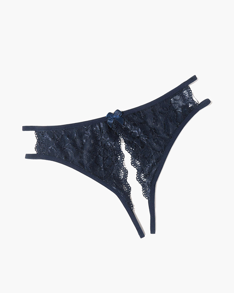 Floral Lace Panties with Bow and Cut-Out Detail VIP