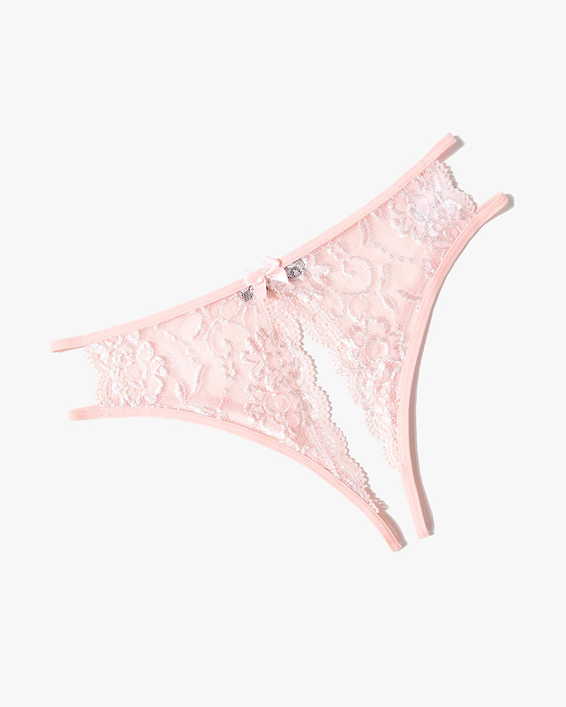 Floral Lace Panties with Bow and Cut-Out Detail VIP