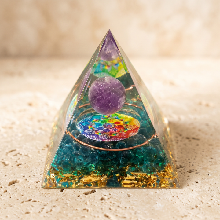 Natural Stone Orgonite Energy Pyramid