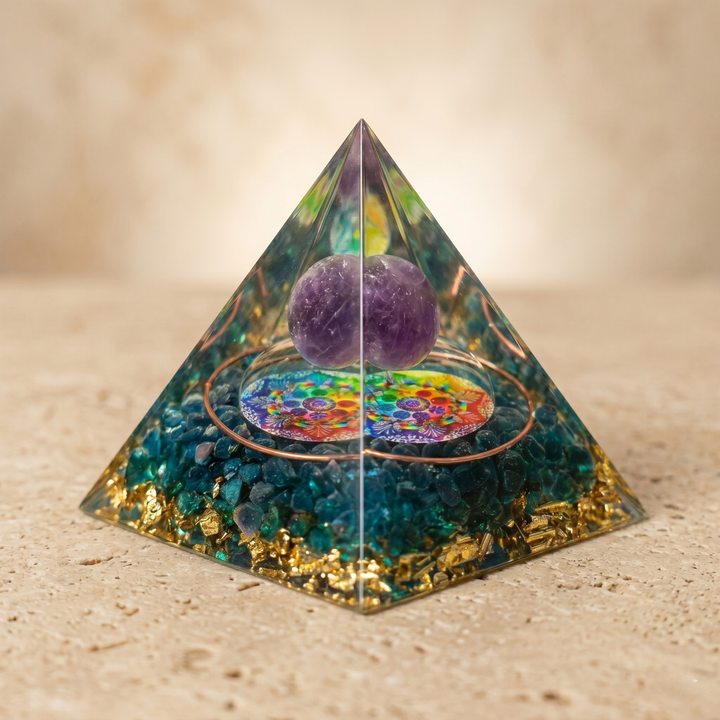 Natural Stone Orgonite Energy Pyramid