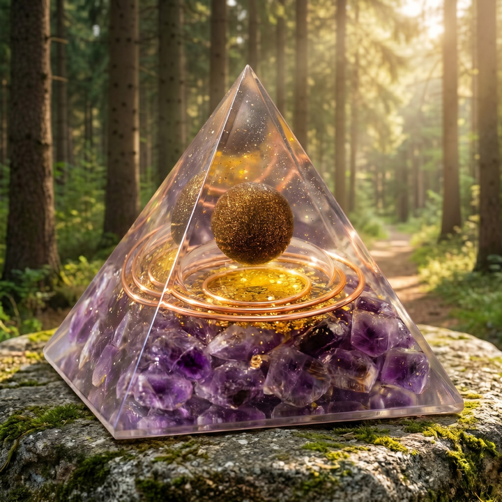 Orgonite Pyramid in Amethyst – Empath Protection & Mental Peace