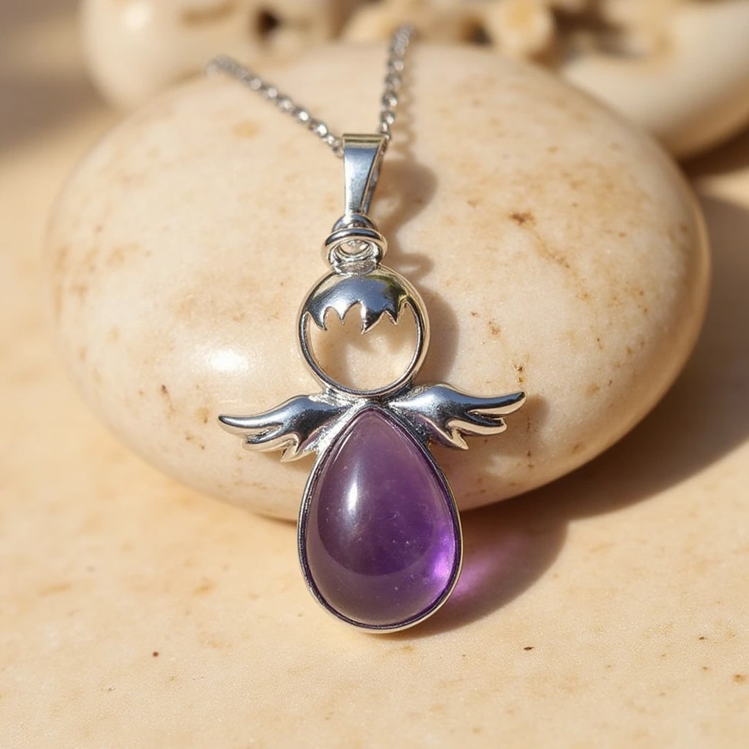 Little Angel Pendant with Natural Stone