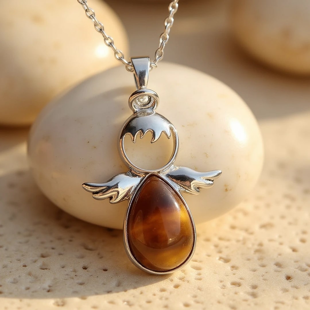 Little Angel Pendant with Natural Stone