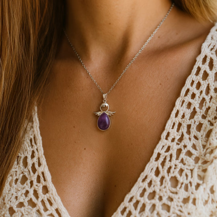 Little Angel Pendant with Natural Stone